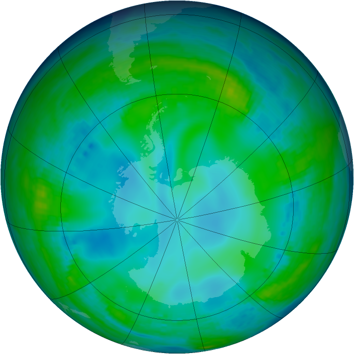 Antarctic ozone map for 30 May 1991